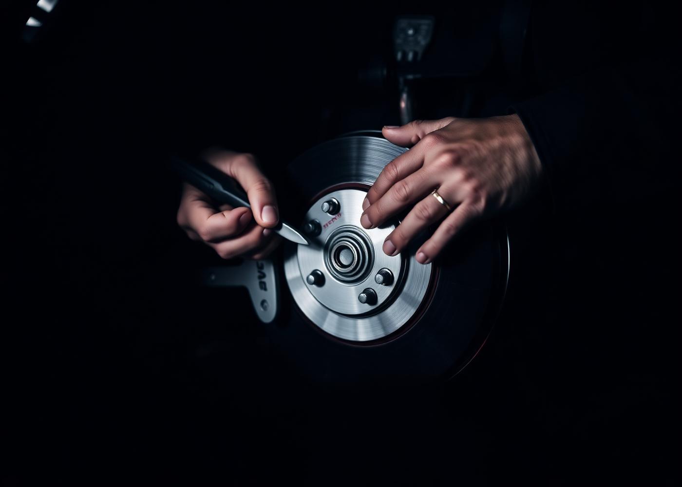 Certified technician servicing a brake rotor
